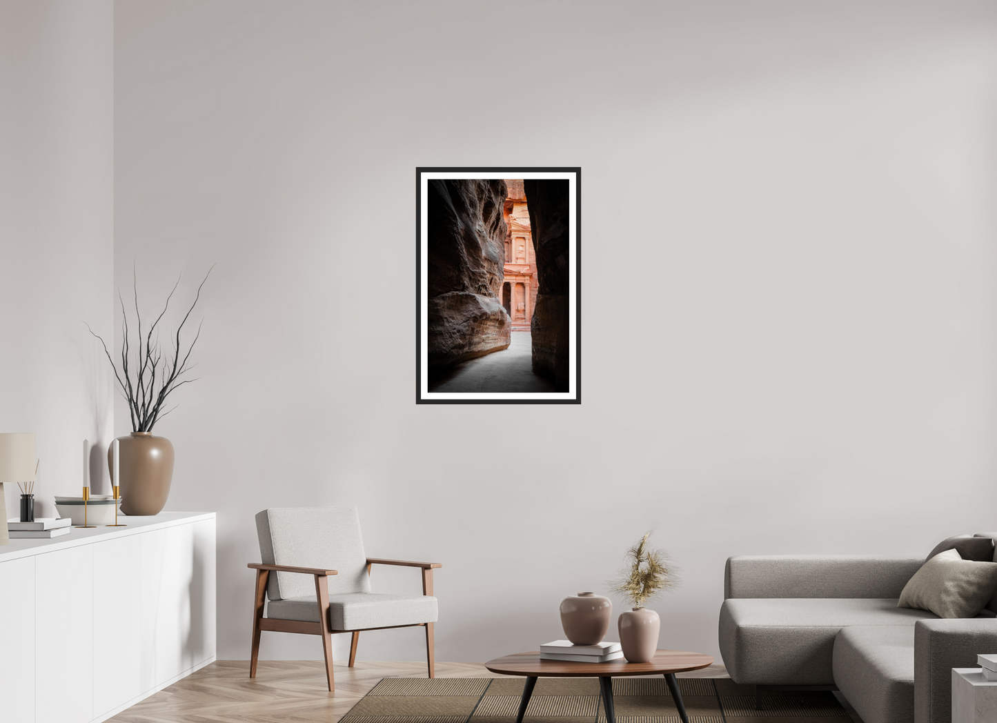 60 x 90 cm, Fine art prints mounted on a black wood frame with passe-partout Taj Mahal
