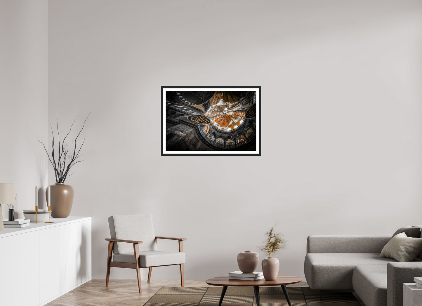 90 x 60 cm, Fine art prints mounted on a black wood frame with passe-partout Centuries of faith