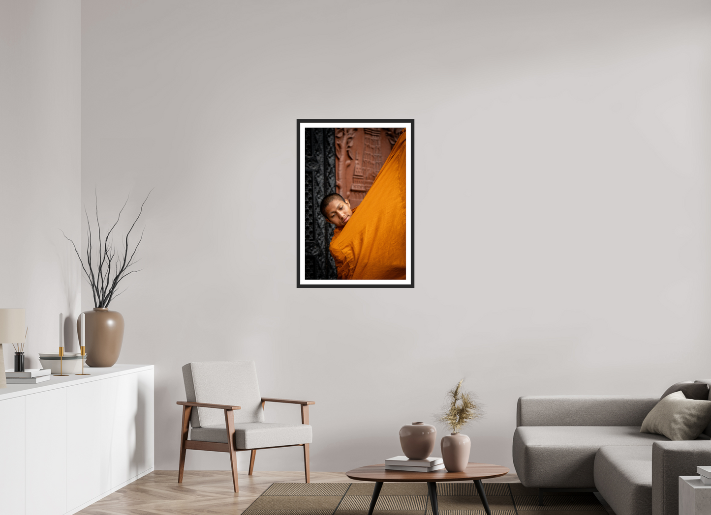 60 x 90 cm, Fine art prints mounted on a black wood frame with passe-partout Devotion