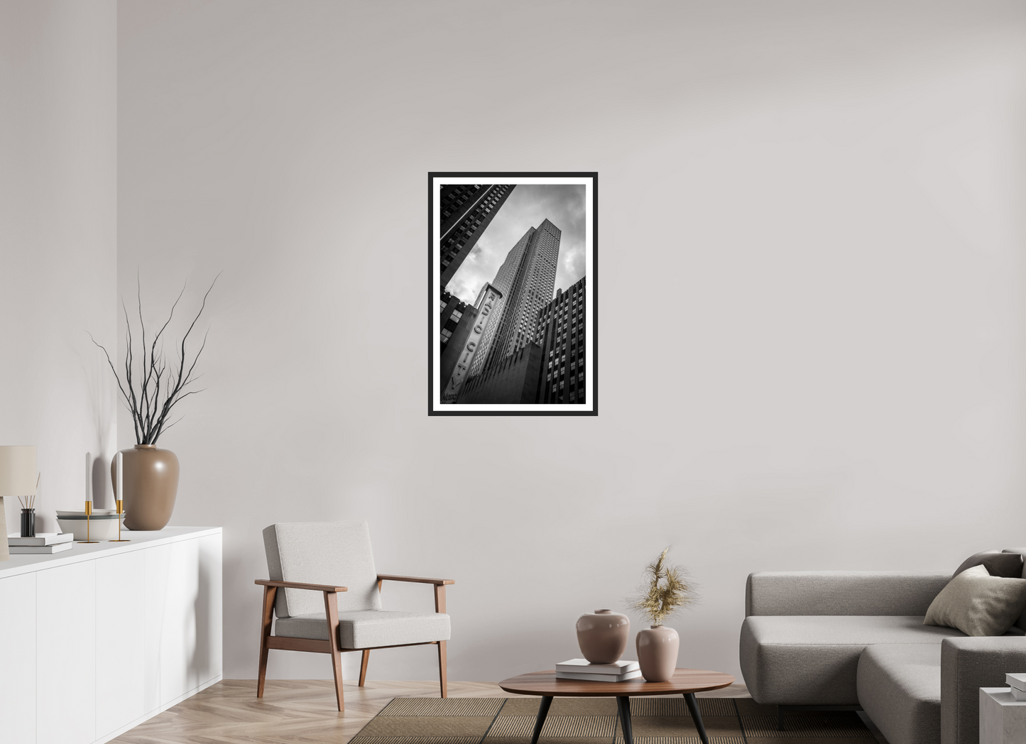 60 x 90 cm, Fine art prints mounted on a black wood frame with passe-partout Radio City