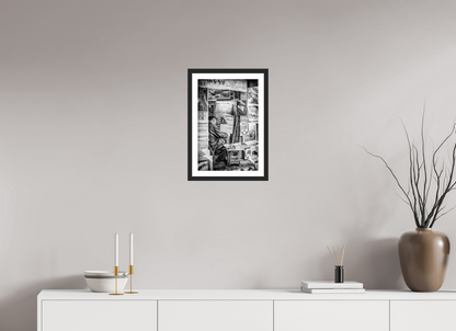 30 x 45 cm, Fine art prints mounted on a black wood frame with passe-partout The painter