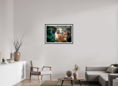 90 x 60 cm, Fine art prints mounted on a black wood frame with passe-partout 50 shades of joy