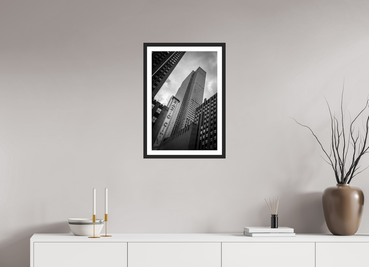40 x 60 cm, Fine art prints mounted on a black wood frame with passe-partout Radio City