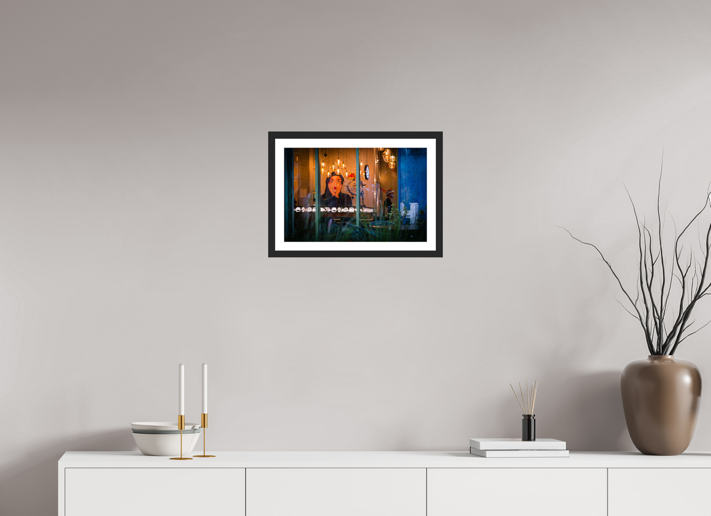 45 x 30 cm, Fine art prints mounted on a black wood frame with passe-partout OMG