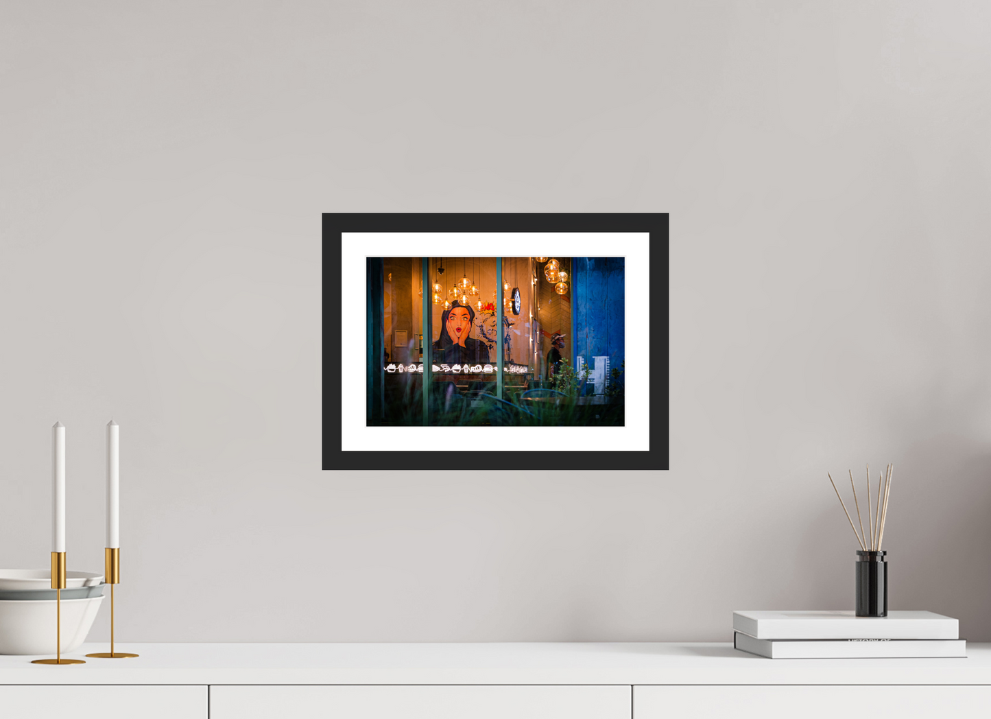 30 x 20 cm, Fine art prints mounted on a black wood frame with passe-partout OMG