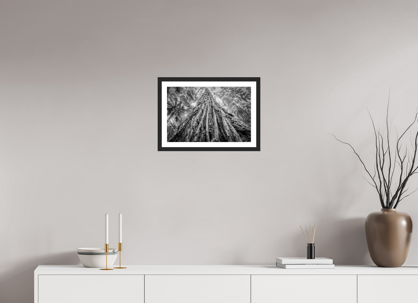 45 x 30 cm, Fine art prints mounted on a black wood frame with passe-partout Tree of life