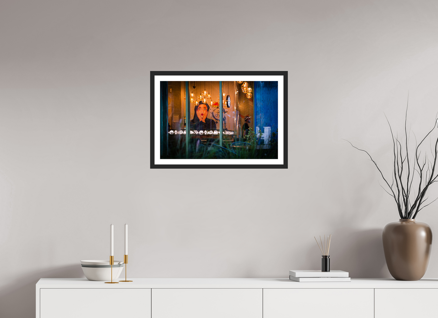 60 x 40 cm, Fine art prints mounted on a black wood frame with passe-partout OMG