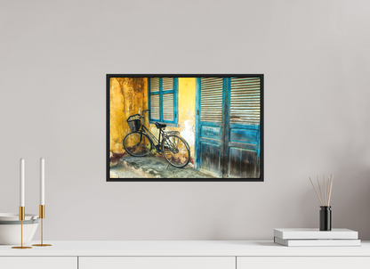 45 x 30 cm, Fine art print under matte acrylic with black frame Old wheels