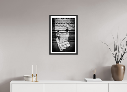 40 x 60 cm, Fine art prints mounted on a black wood frame with passe-partout Stone and laughter
