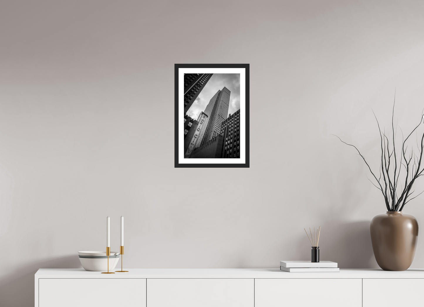 30 x 45 cm, Fine art prints mounted on a black wood frame with passe-partout Radio City