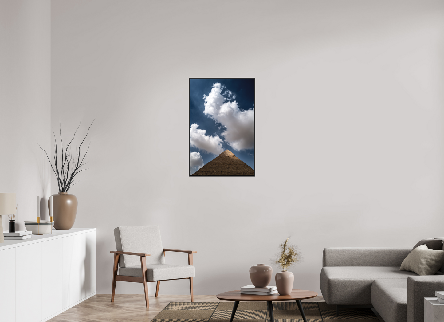 60 x 90 cm, Fine art print under matte acrylic with black frame Stone and soul