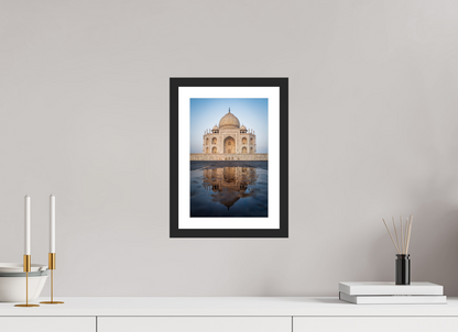 20 x 30 cm, Fine art prints mounted on a black wood frame with passe-partout Taj Mahal