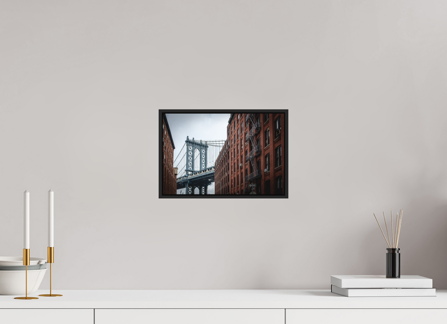 30 x 20 cm, Fine art print under matte acrylic with black frame DUMBO