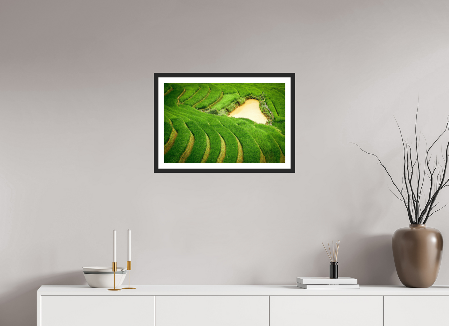 60 x 40 cm, Fine art prints mounted on a black wood frame with passe-partout Layers of life