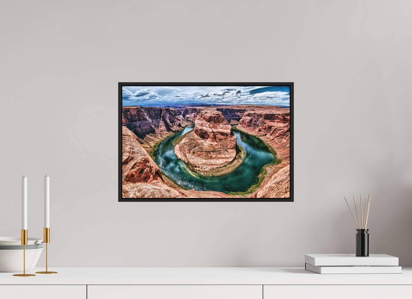 45 x 30 cm, Fine art print under matte acrylic with black frame Horsebend shoe