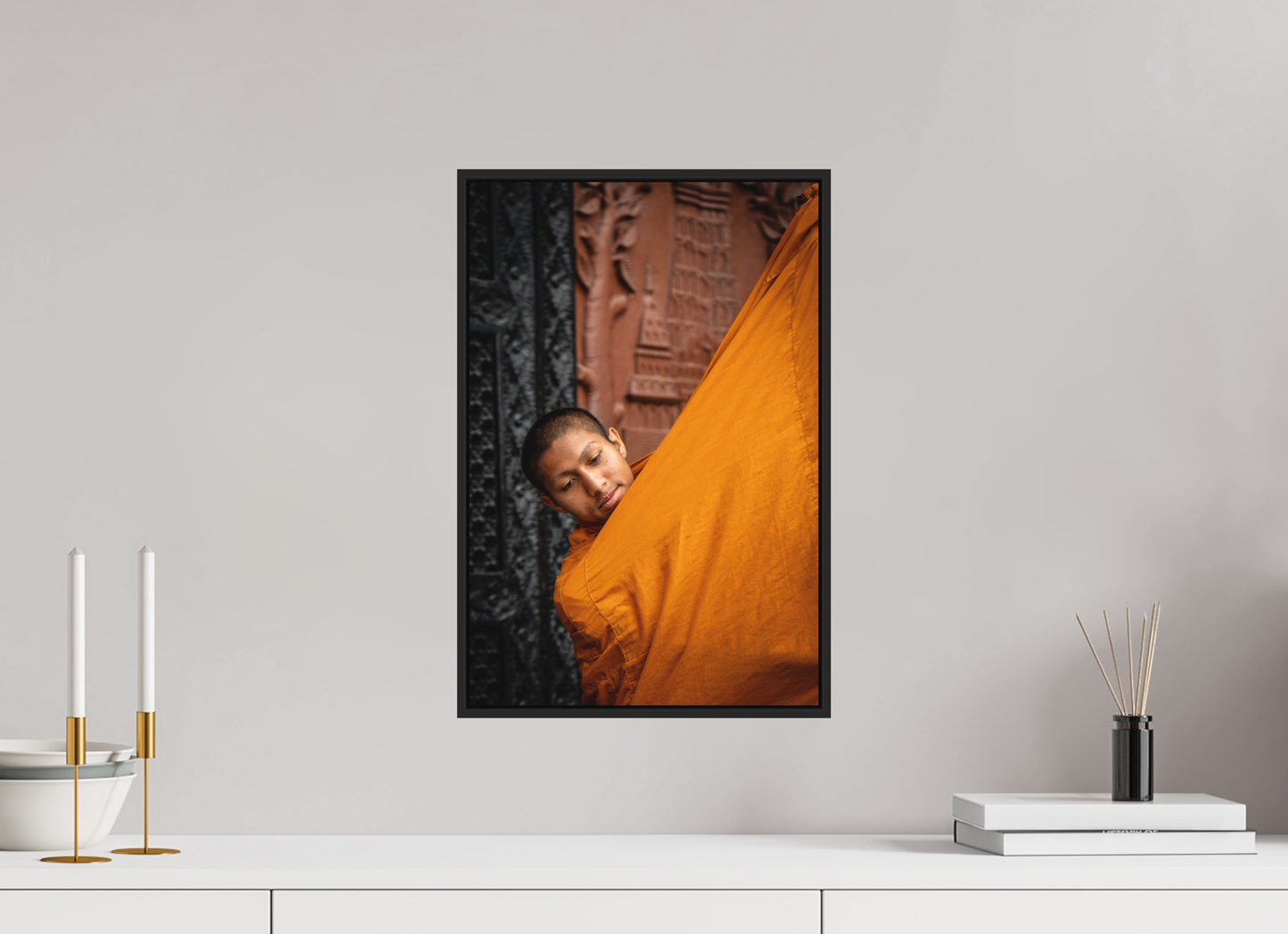 30 x 45 cm, Fine art print under matte acrylic with black frame Devotion
