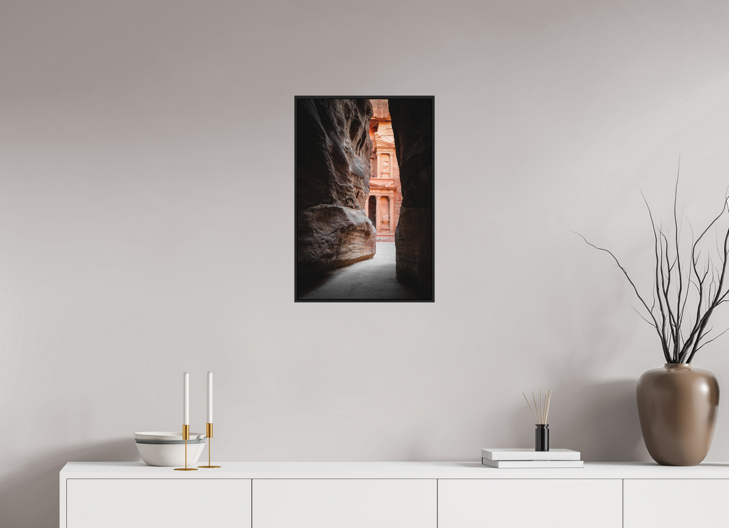 40 x 60 cm, Fine art print under matte acrylic with black frame Taj Mahal