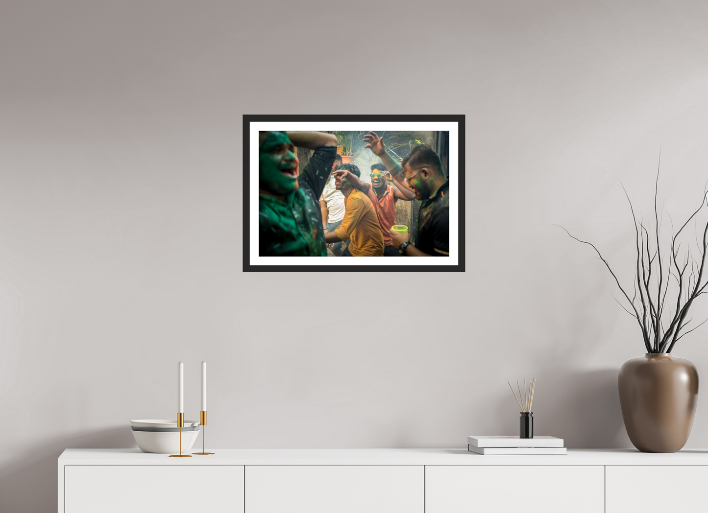 60 x 40 cm, Fine art prints mounted on a black wood frame with passe-partout 50 shades of joy