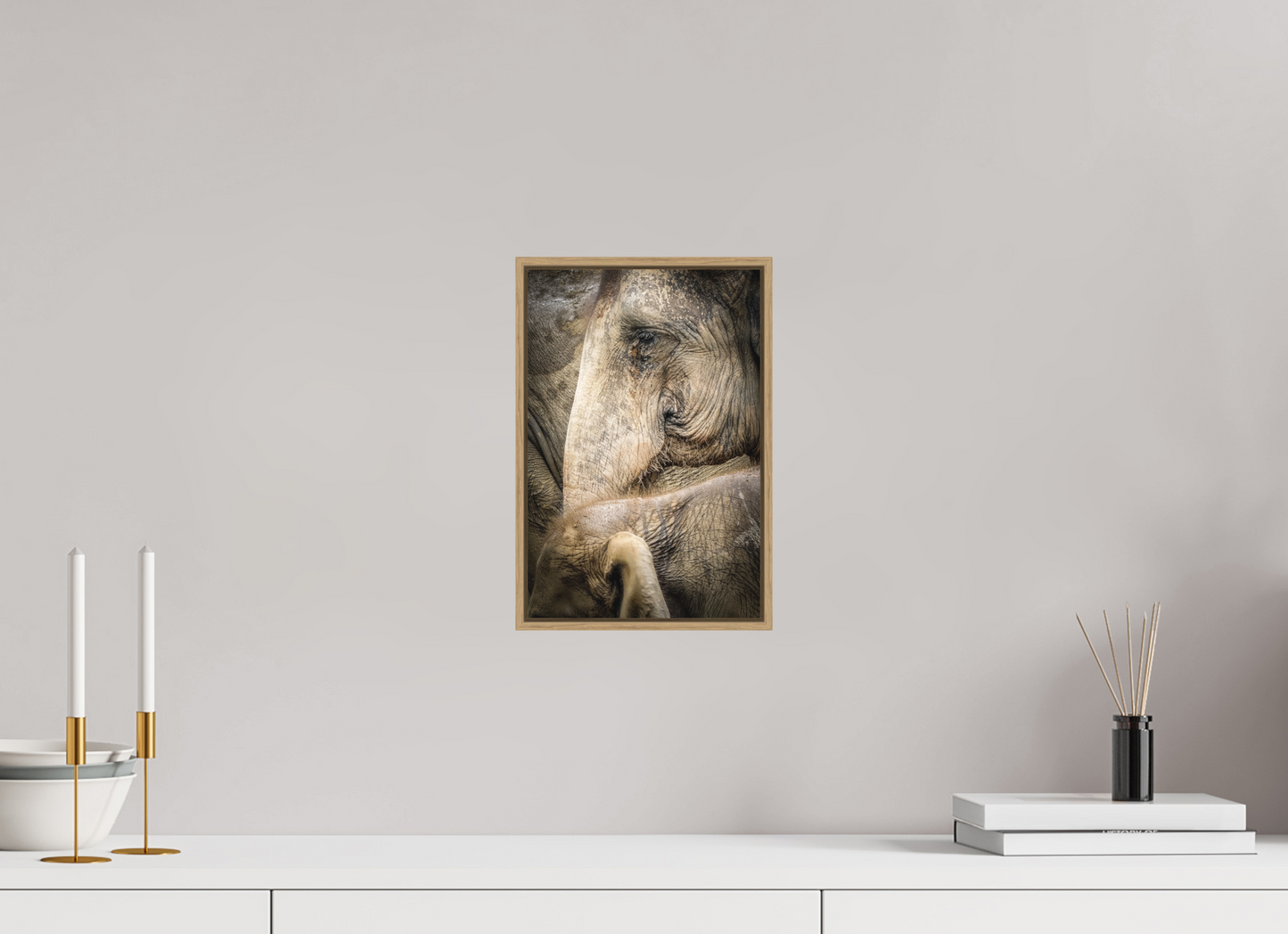 20 x 30 cm, Fine art print under matte acrylic with natural oak frame Wisdom of time
