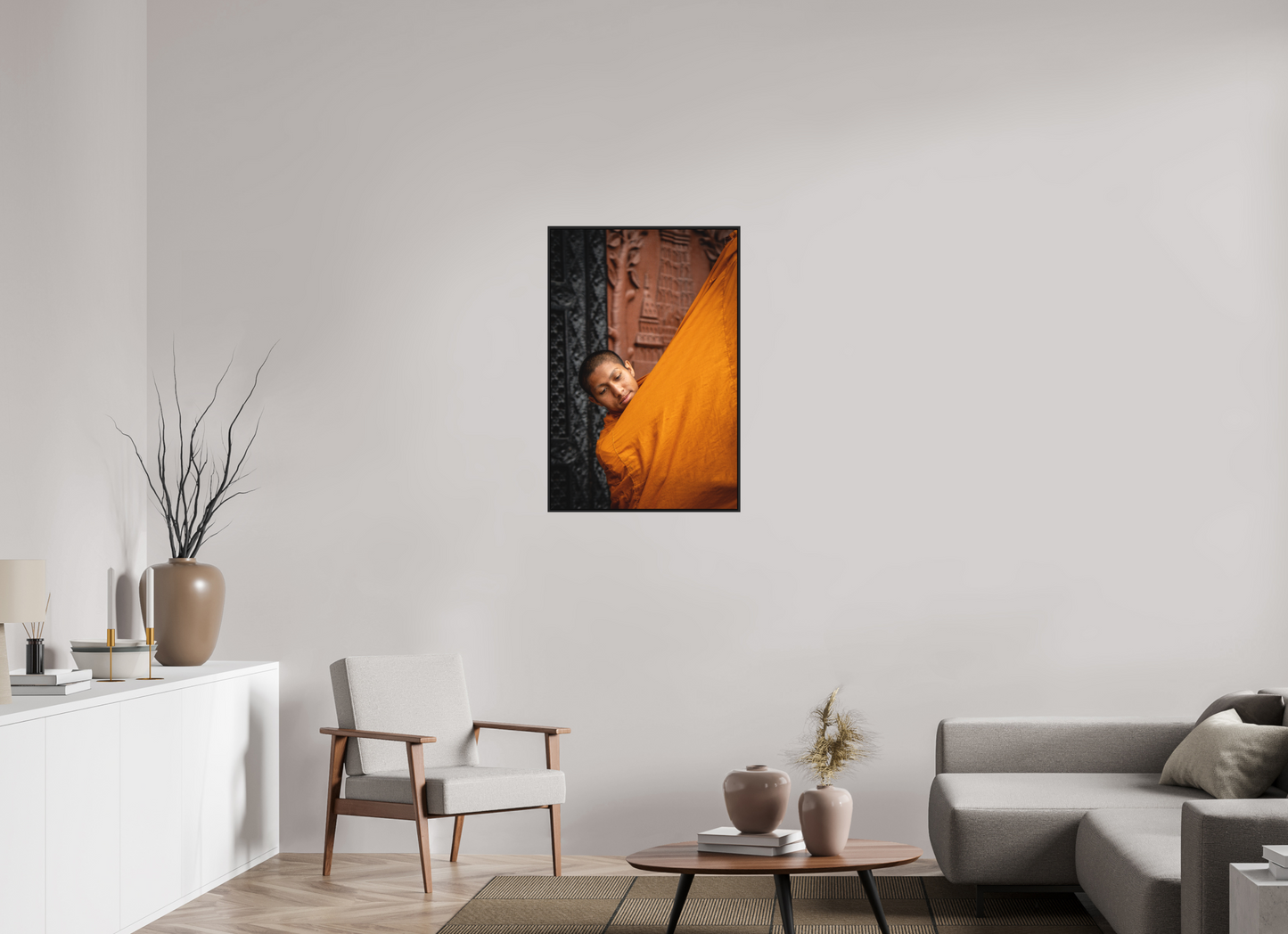 60 x 90 cm, Fine art print under matte acrylic with black frame Devotion