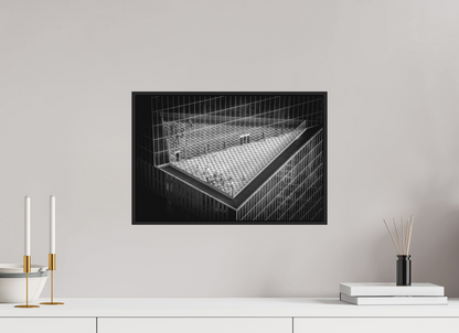 45 x 30 cm, Fine art print under matte acrylic with black frame Urban Geometry