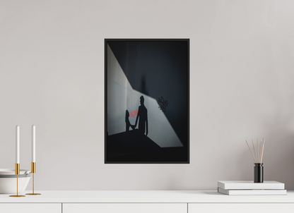 30 x 45 cm, Fine art print under matte acrylic with black frame Two shadows, one story