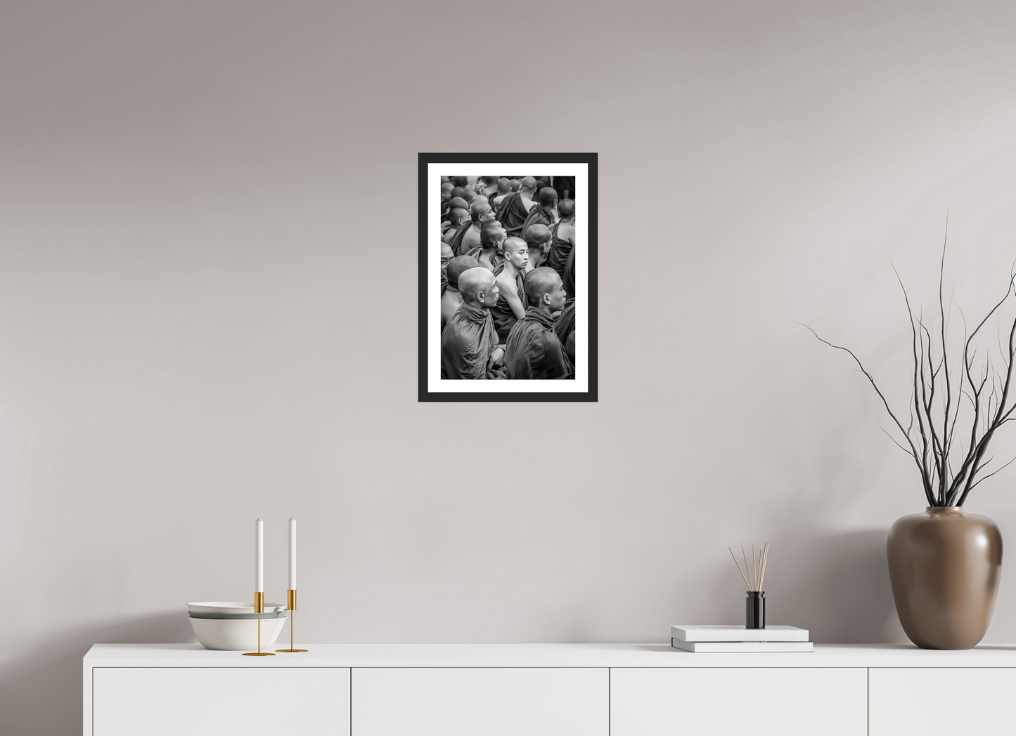30 x 45 cm, Fine art prints mounted on a black wood frame with passe-partout Silent harmony