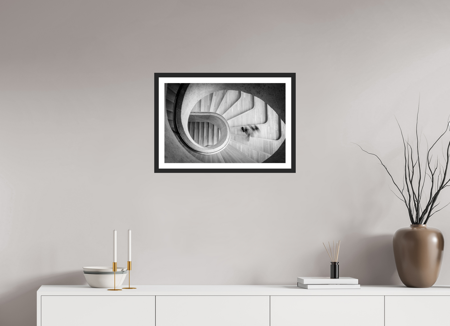 60 x 40 cm, Fine art prints mounted on a black wood frame with passe-partout Blurred ascent