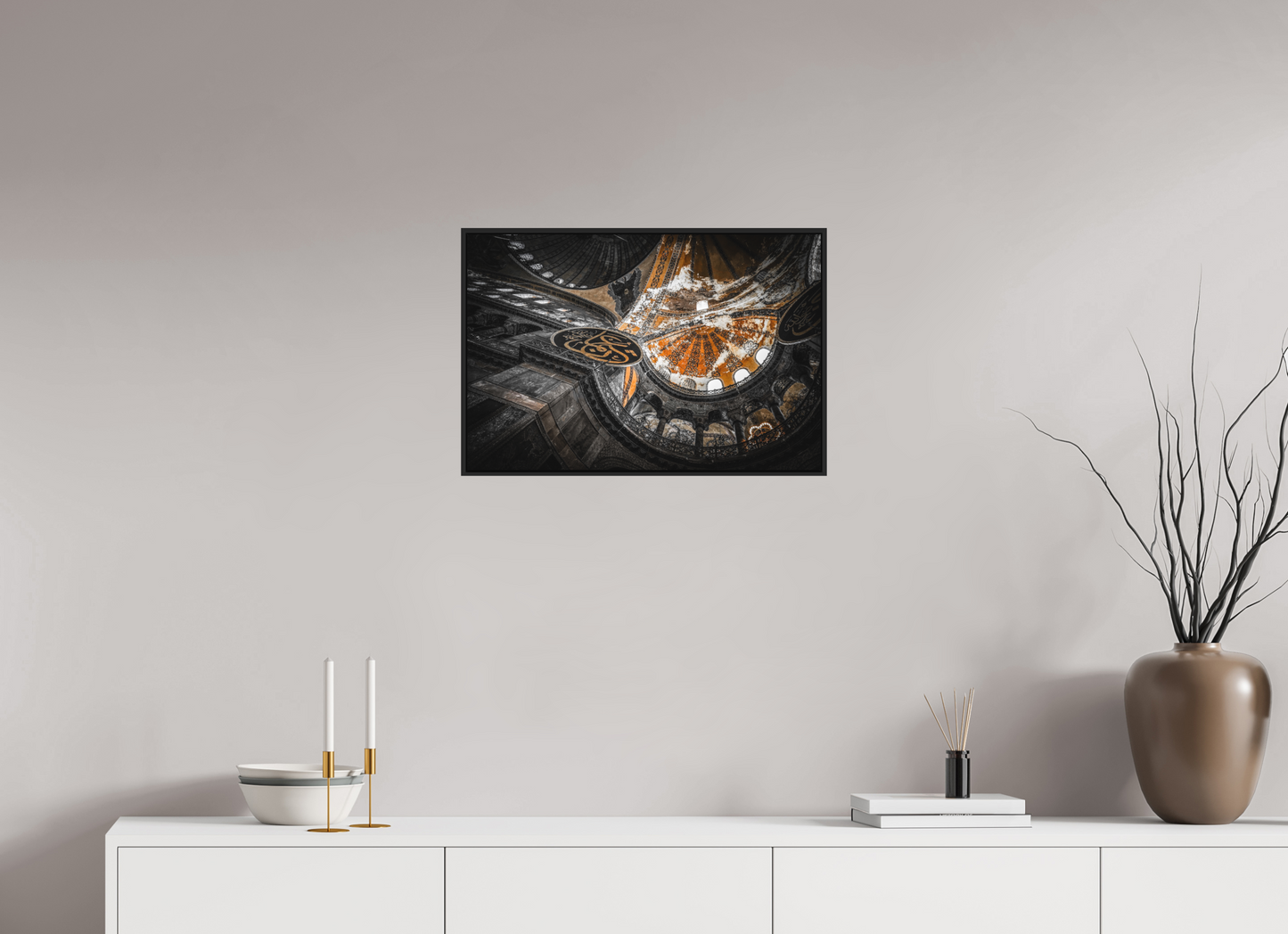 60 x 40 cm, Fine art print under matte acrylic with black frame Centuries of faith