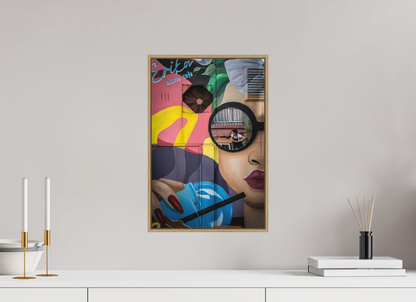 30 x 45 cm, Fine art print under matte acrylic with natural oak frame Urban reflection