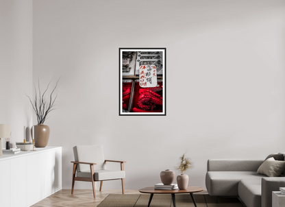 60 x 90 cm, Fine art prints mounted on a black wood frame with passe-partout Red octopus