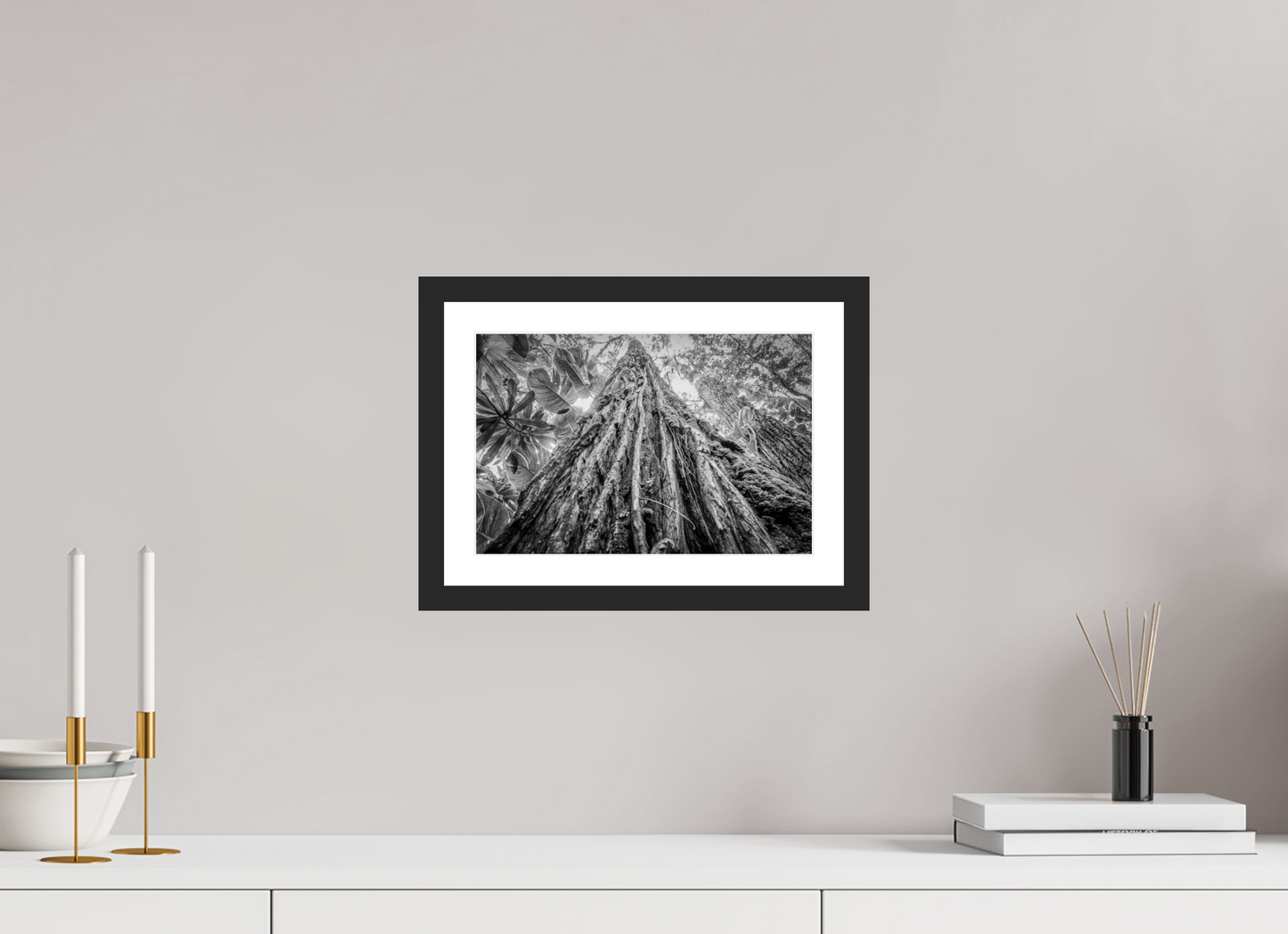 30 x 20 cm, Fine art prints mounted on a black wood frame with passe-partout Tree of life