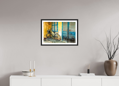 60 x 40 cm, Fine art prints mounted on a black wood frame with passe-partout Old wheels