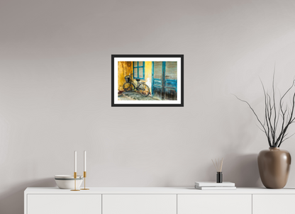 45 x 30 cm, Fine art prints mounted on a black wood frame with passe-partout Old wheels