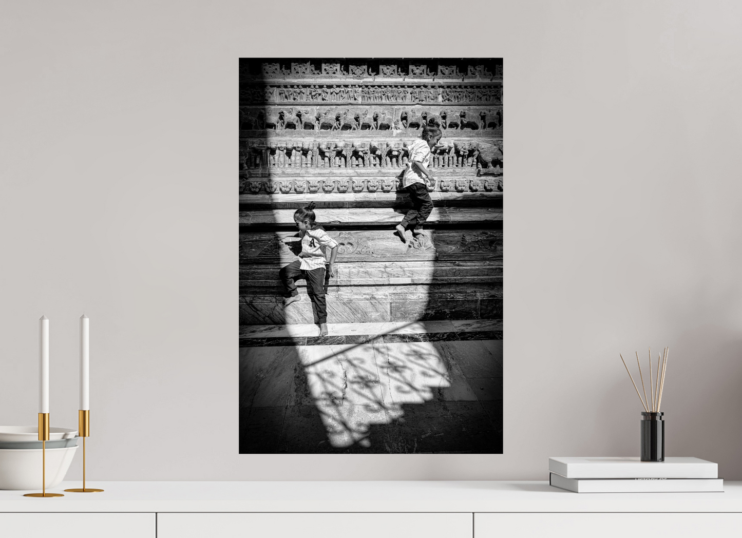 40 x 60 cm, Fine art prints mounted on Dibond Stone and laughter