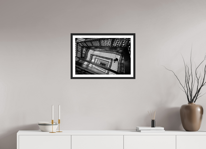 60 x 40 cm, Fine art prints mounted on a black wood frame with passe-partout Endless descent