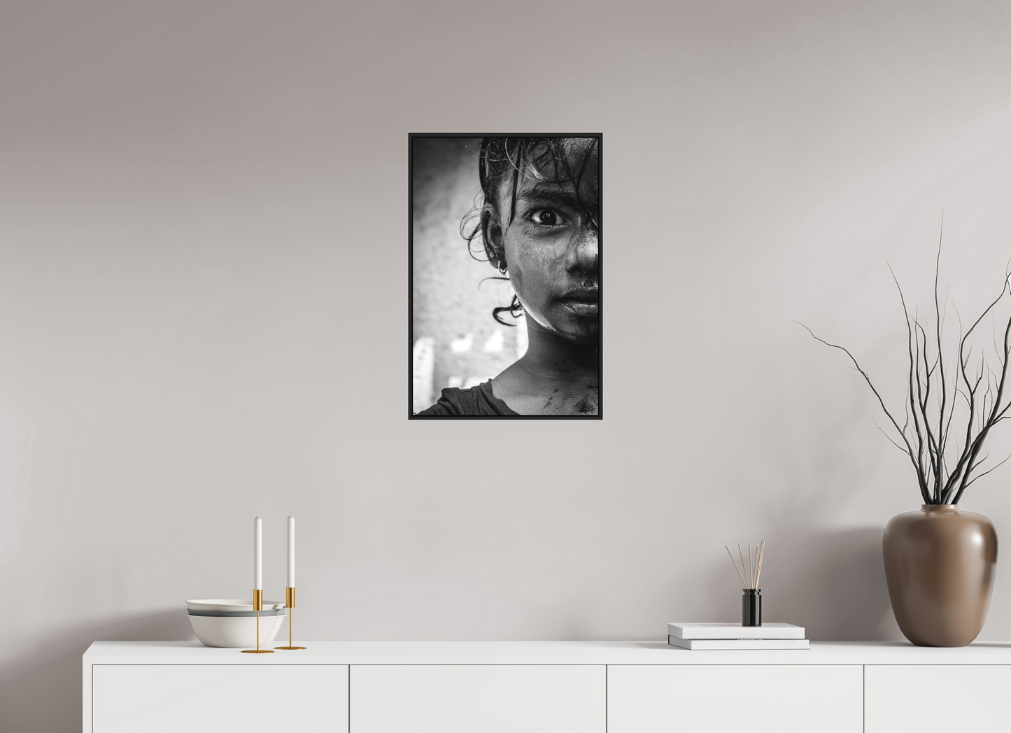 40 x 60 cm, Fine art print under matte acrylic with black frame Innocence of youth