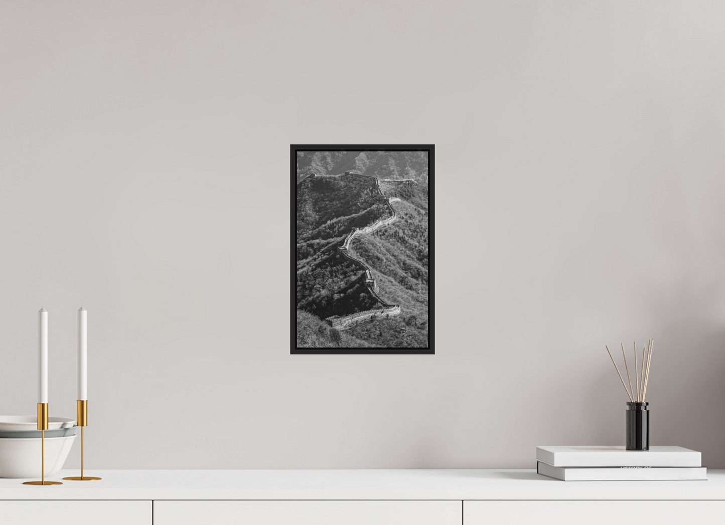 20 x 30 cm, Fine art print under matte acrylic with black frame The great wall