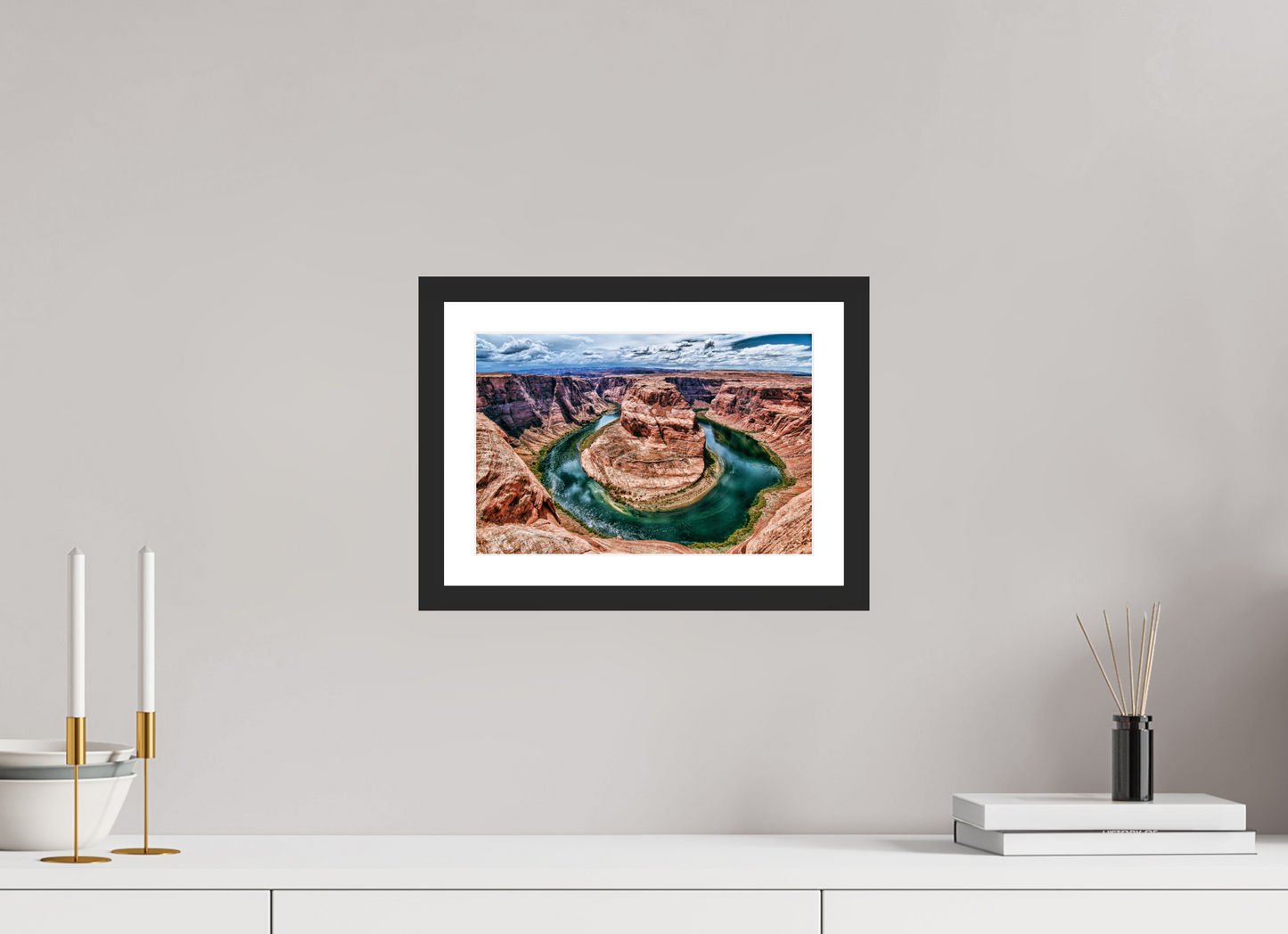 30 x 20 cm, Fine art prints mounted on a black wood frame with passe-partout Horsebend shoe