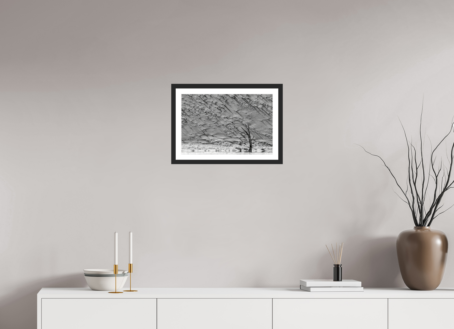45 x 30 cm, Fine art prints mounted on a black wood frame with passe-partout Sossusvlei