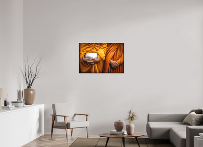 90 x 60 cm, Fine art print under matte acrylic with black frame Faith