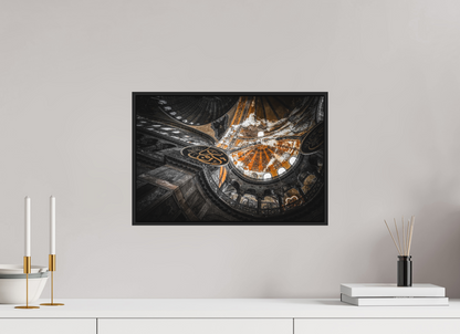45 x 30 cm, Fine art print under matte acrylic with black frame Centuries of faith