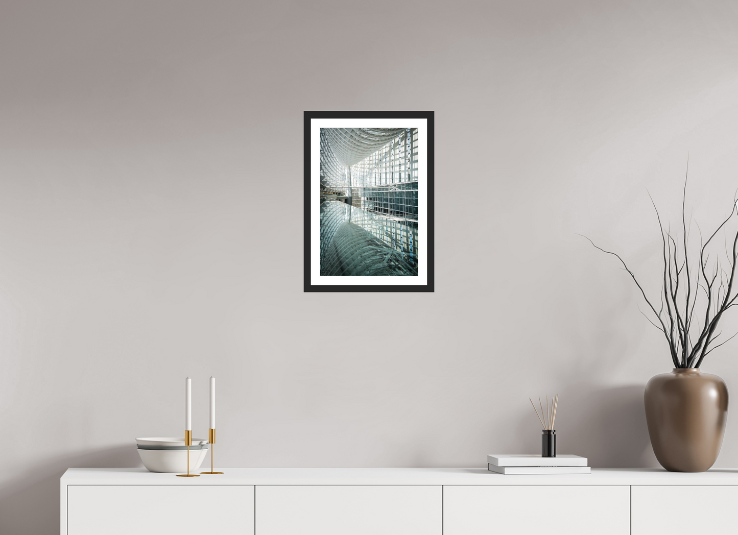 30 x 45 cm, Fine art prints mounted on a black wood frame with passe-partout Tokyo international forum