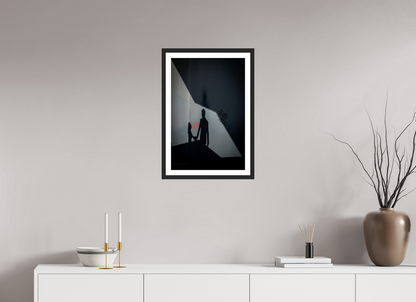 40 x 60 cm, Fine art prints mounted on a black wood frame with passe-partout Two shadows, one story