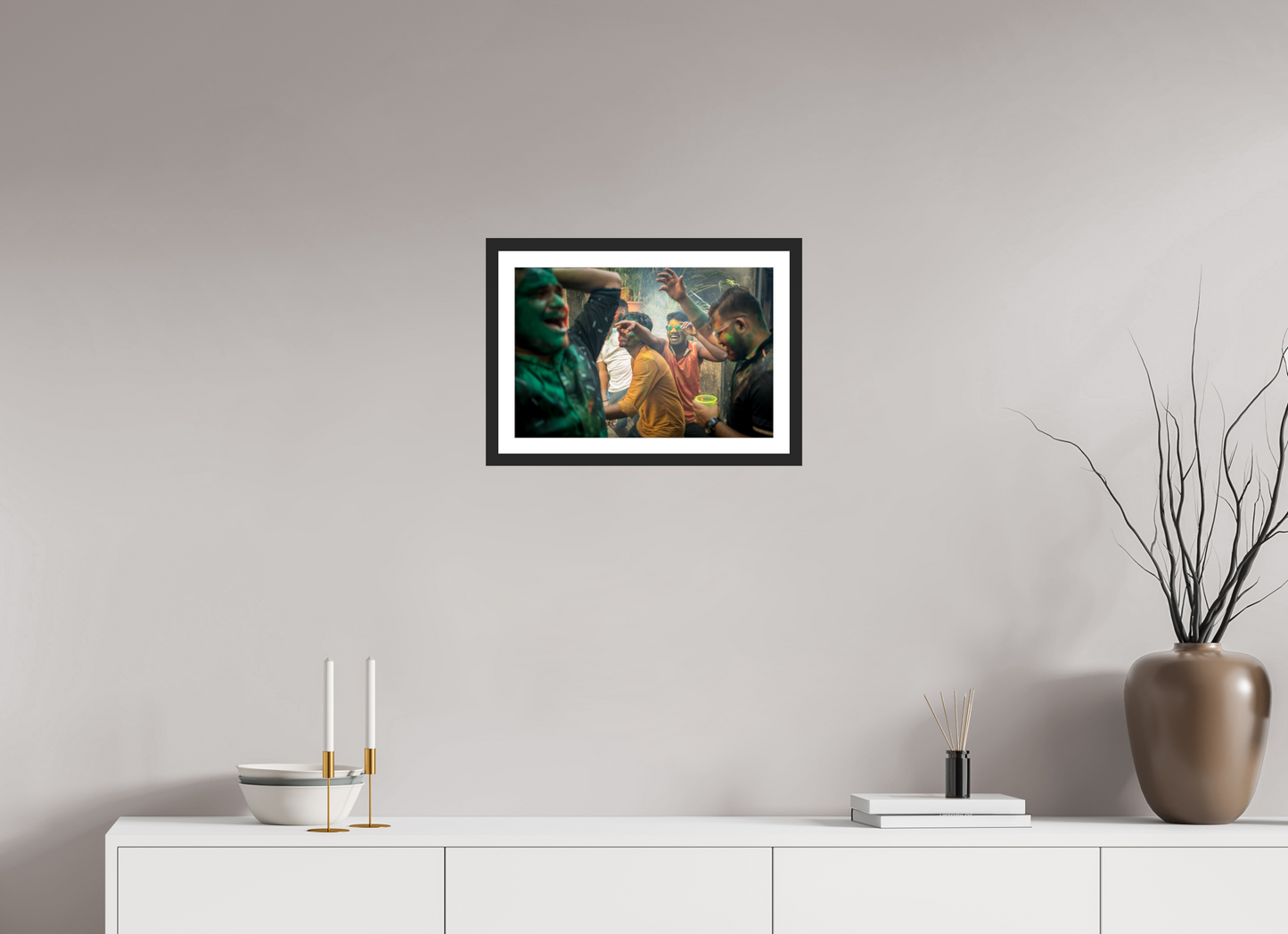 45 x 30 cm, Fine art prints mounted on a black wood frame with passe-partout 50 shades of joy