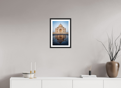 30 x 45 cm, Fine art prints mounted on a black wood frame with passe-partout Taj Mahal