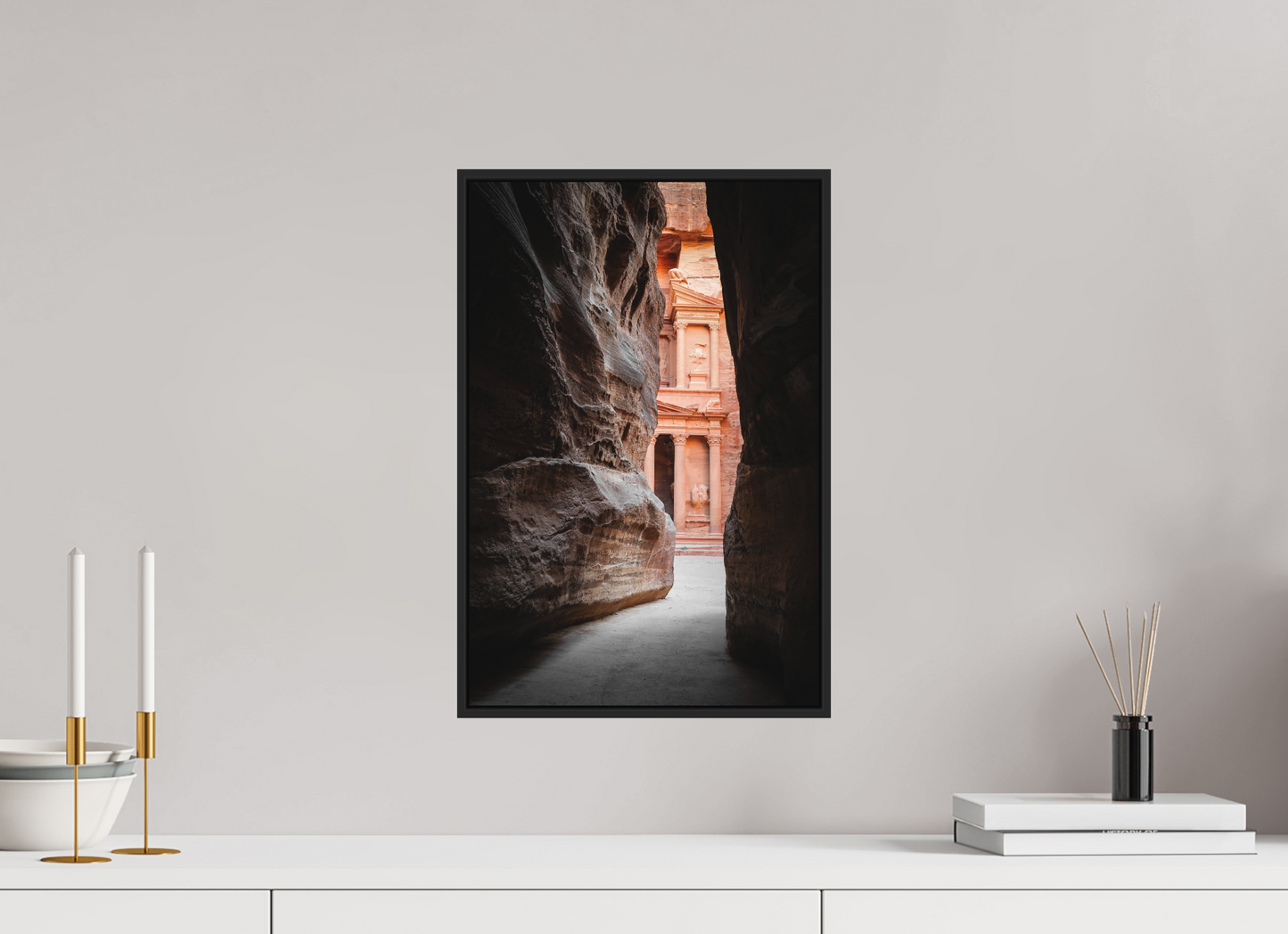 30 x 45 cm, Fine art print under matte acrylic with black frame Taj Mahal