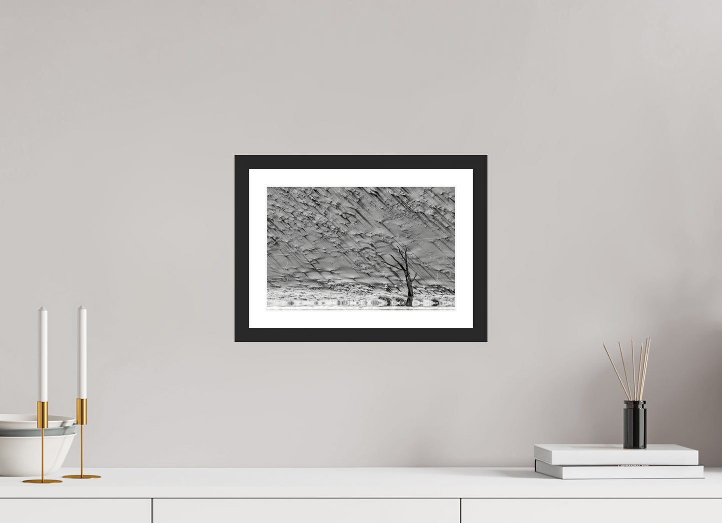 30 x 20 cm, Fine art prints mounted on a black wood frame with passe-partout Sossusvlei