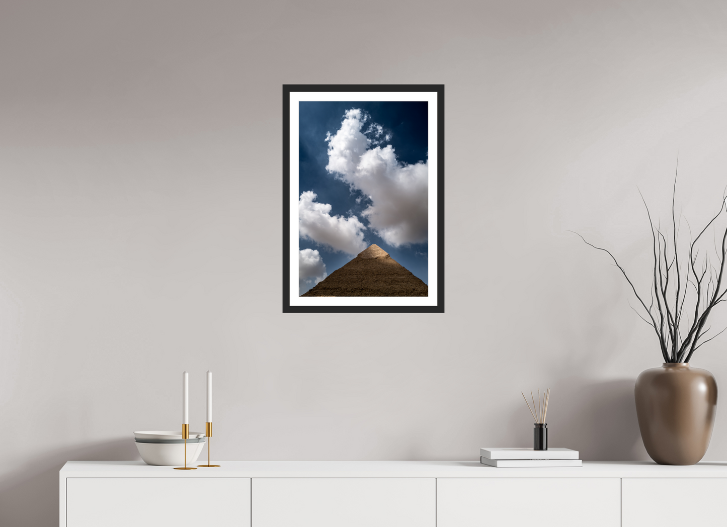 40 x 60 cm, Fine art prints mounted on a black wood frame with passe-partout Stone and soul
