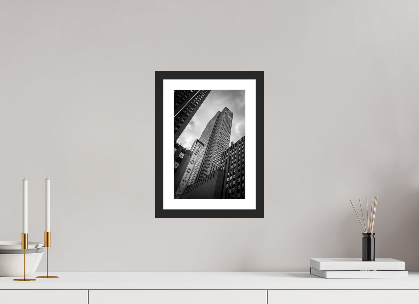 20 x 30 cm, Fine art prints mounted on a black wood frame with passe-partout Radio City